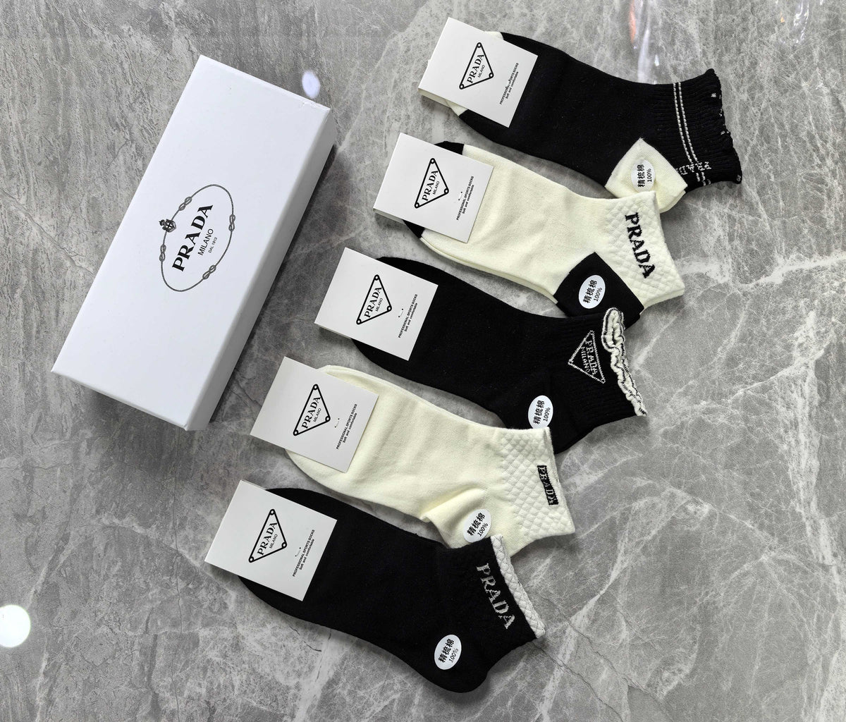 Prada Triangular Emblem Details Ankle Socks