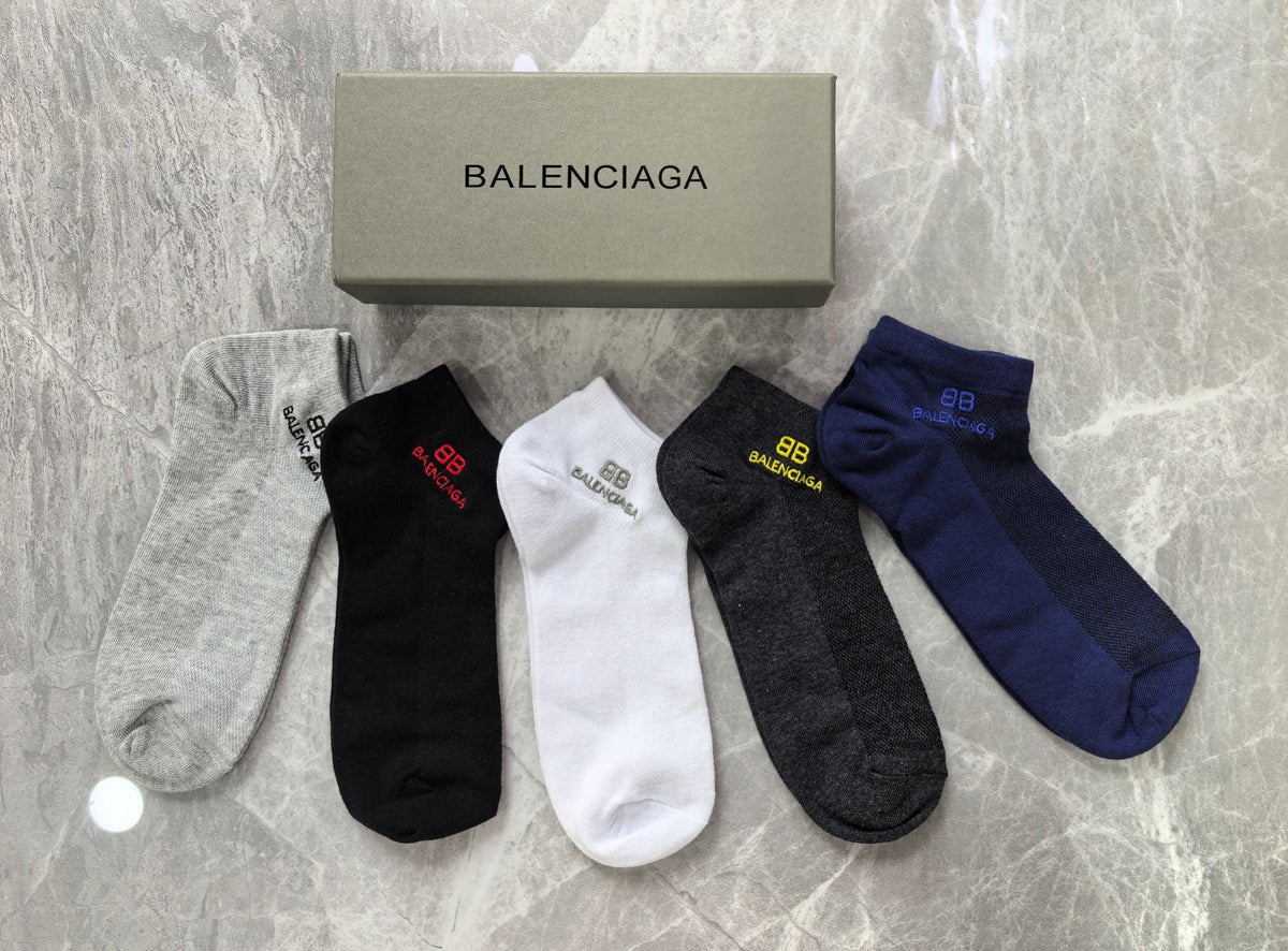 Balenciaga Visible Branded Cuff Or Emblem Details No-Show Socks - 5-Pair Set