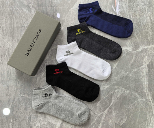 Balenciaga Visible Branded Cuff Or Emblem Details No-Show Socks - 5-Pair Set