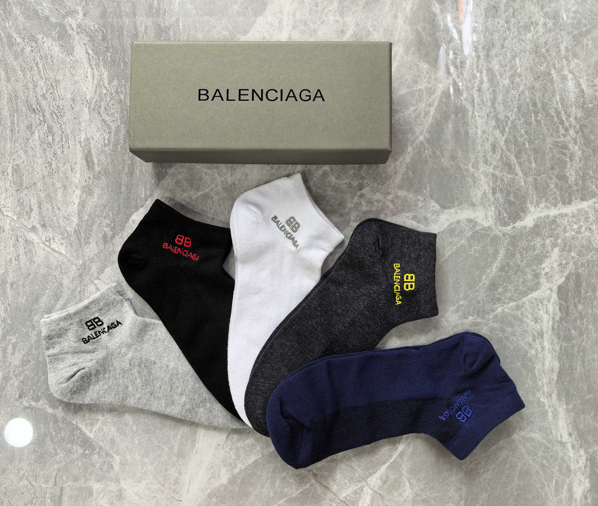Balenciaga Visible Branded Cuff Or Emblem Details No-Show Socks - 5-Pair Set