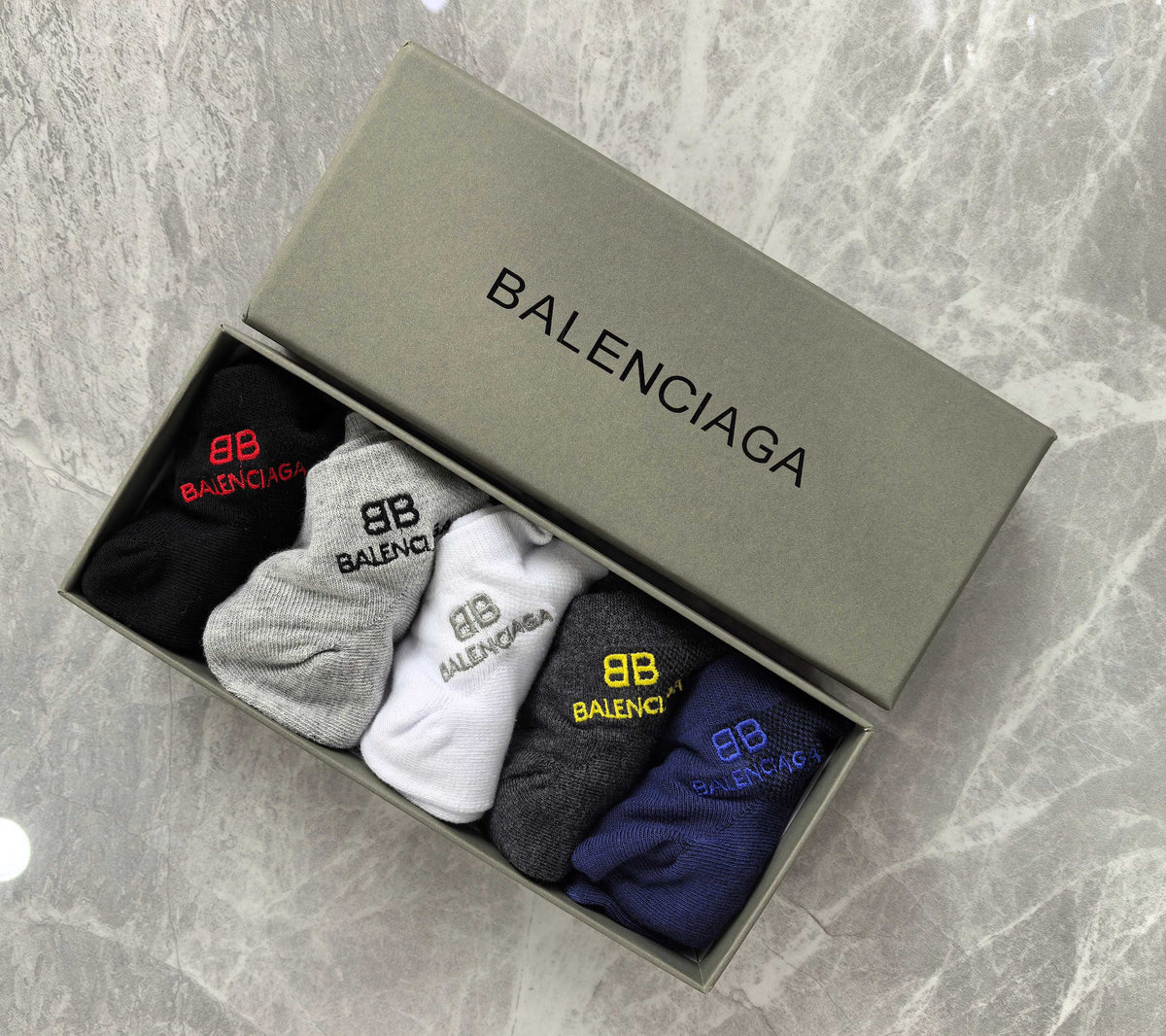 Balenciaga Visible Branded Cuff Or Emblem Details No-Show Socks - 5-Pair Set