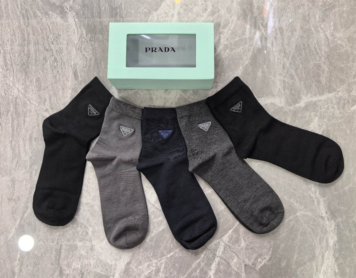 Prada Small Triangle Details Crew Socks - 5-Pair Set