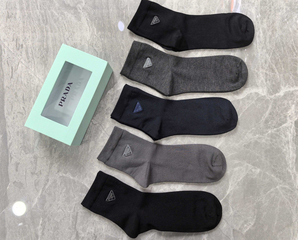 Prada Modal Blend Crew Socks - 5-Pair Set