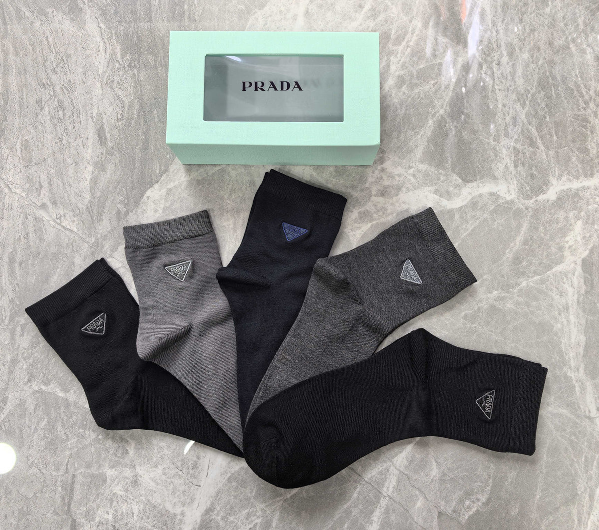 Prada Small Triangle Details Crew Socks - 5-Pair Set