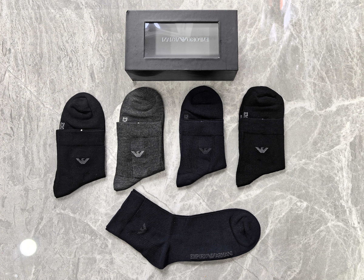 Armani Small Eagle Details Crew Socks - 5-Pair Set
