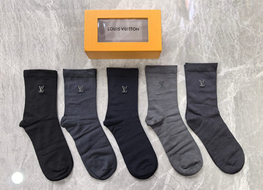 Louis Vuitton Modal Contrast Initial Details Crew Socks - 5-Pair Set