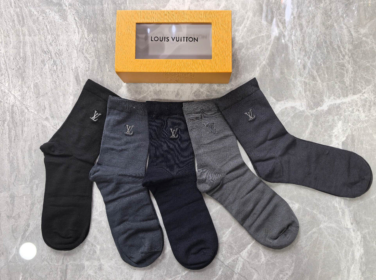 Louis Vuitton Modal Contrast Initial Details Crew Socks - 5-Pair Set