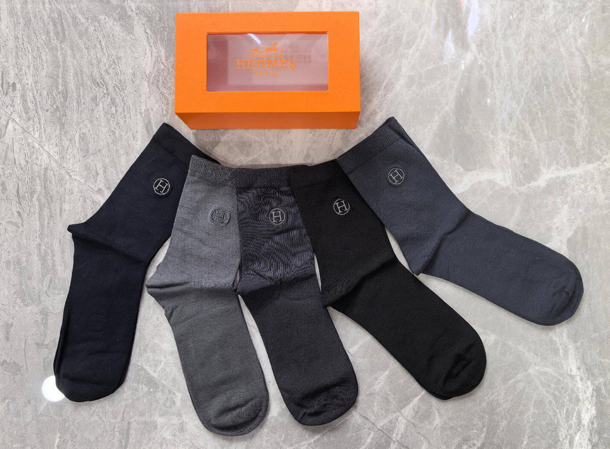 Hermes Modal Small H Motifs Crew Socks - 5-Pair Set