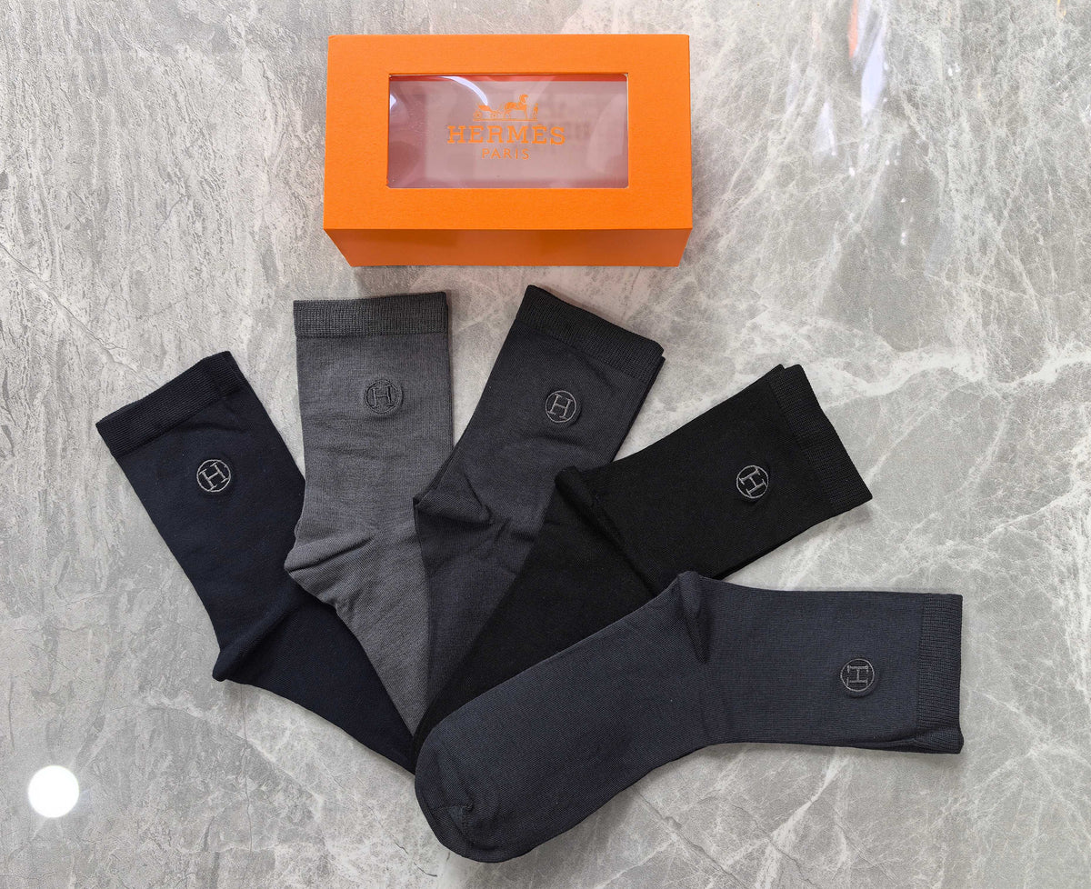 Hermes Modal Small H Motifs Crew Socks - 5-Pair Set
