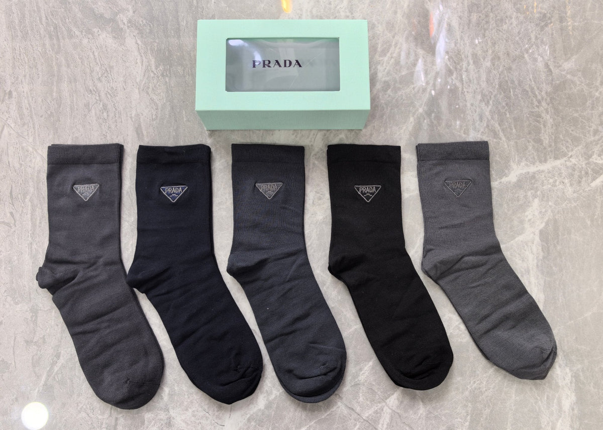 Prada Business Crew Socks - 5-Pair Box