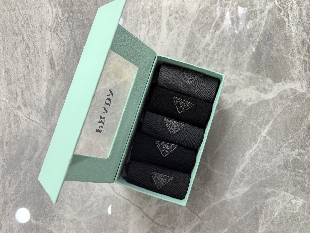 Prada Small Triangle Details Crew Socks - 5-Pair Set
