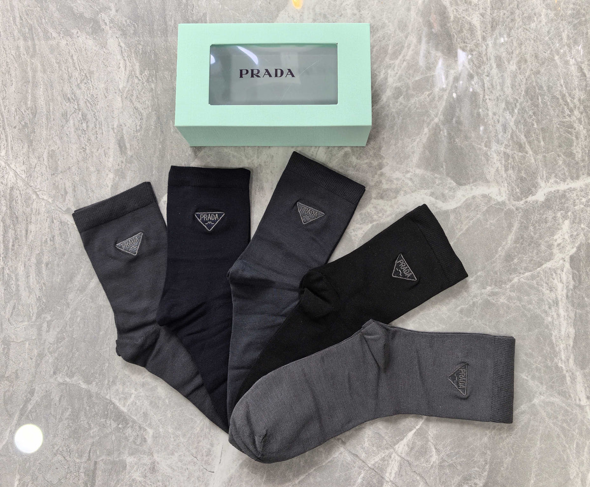 Prada Business Crew Socks - 5-Pair Box