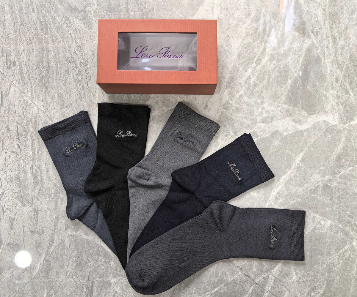 Loro Piana Understated Wordmark Details Crew Socks - 5-Pair Set