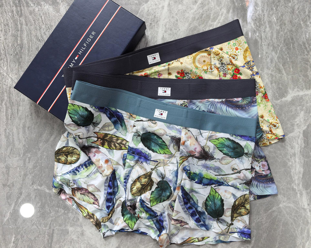 Tommy Hilfiger Patterned Panels And Logo Waistbands Men's Boxer Briefs - 3-Piece Box