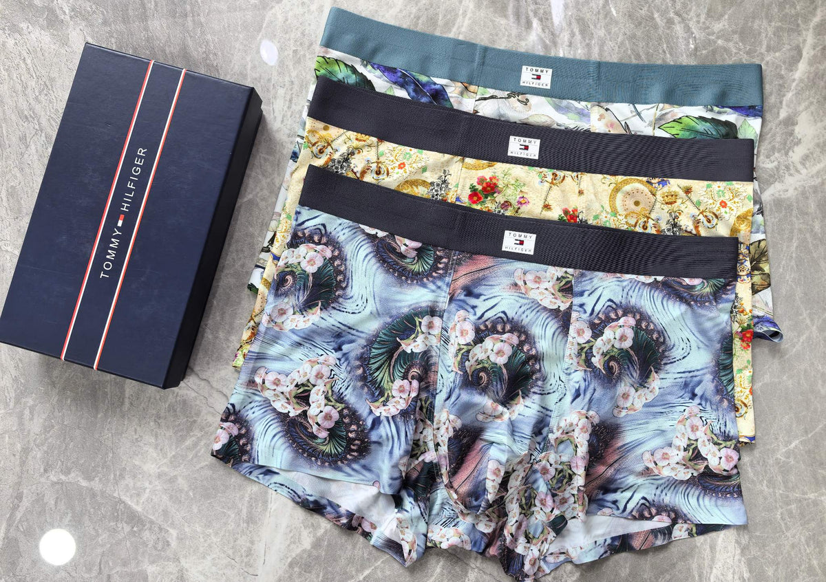 Tommy Hilfiger Patterned Panels And Logo Waistbands Men's Boxer Briefs - 3-Piece Box