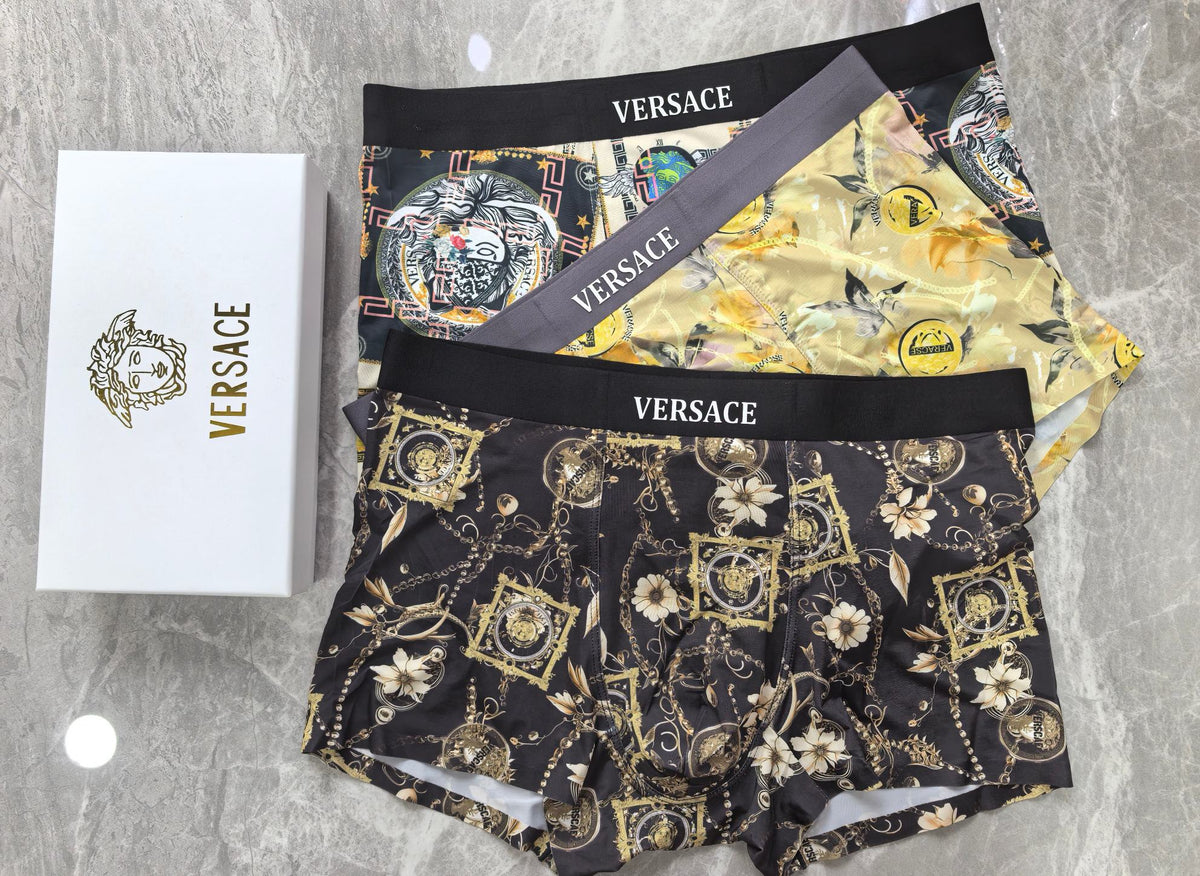 Versace Ornate Gold-Tone Patterns Men's Boxer Briefs - 3-Piece Box