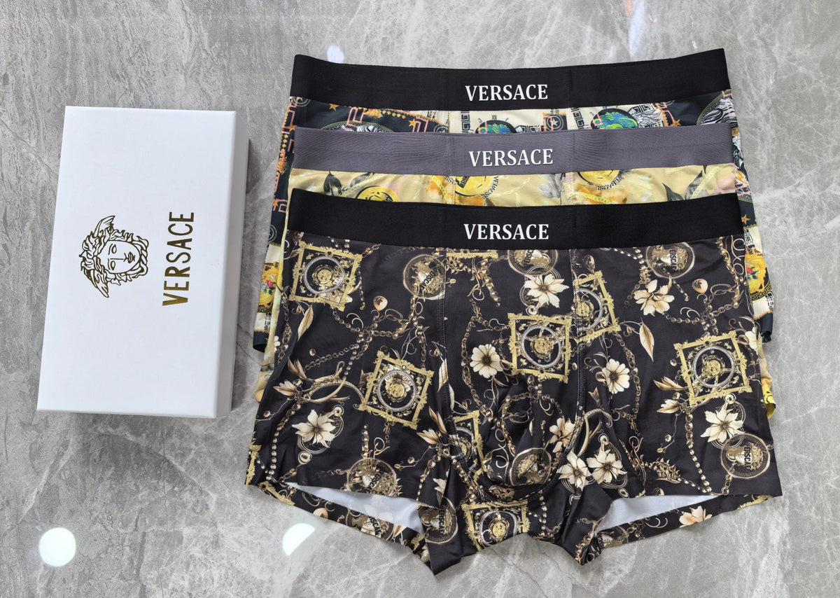 Versace Ornate Gold-Tone Patterns Men's Boxer Briefs - 3-Piece Box