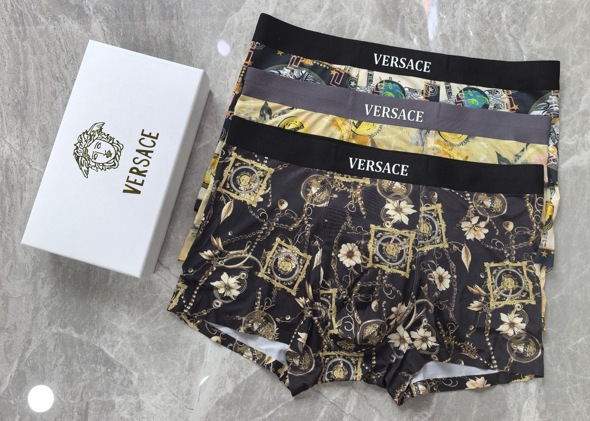 Versace Ornate Gold-Tone Patterns Men's Boxer Briefs - 3-Piece Box