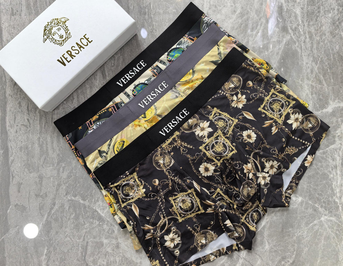 Versace Ornate Gold-Tone Patterns Men's Boxer Briefs - 3-Piece Box