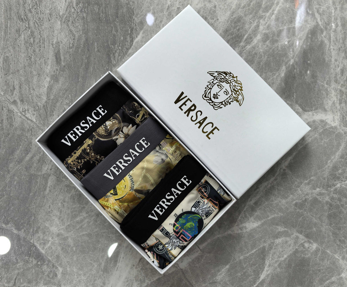 Versace Ornate Gold-Tone Patterns Men's Boxer Briefs - 3-Piece Box