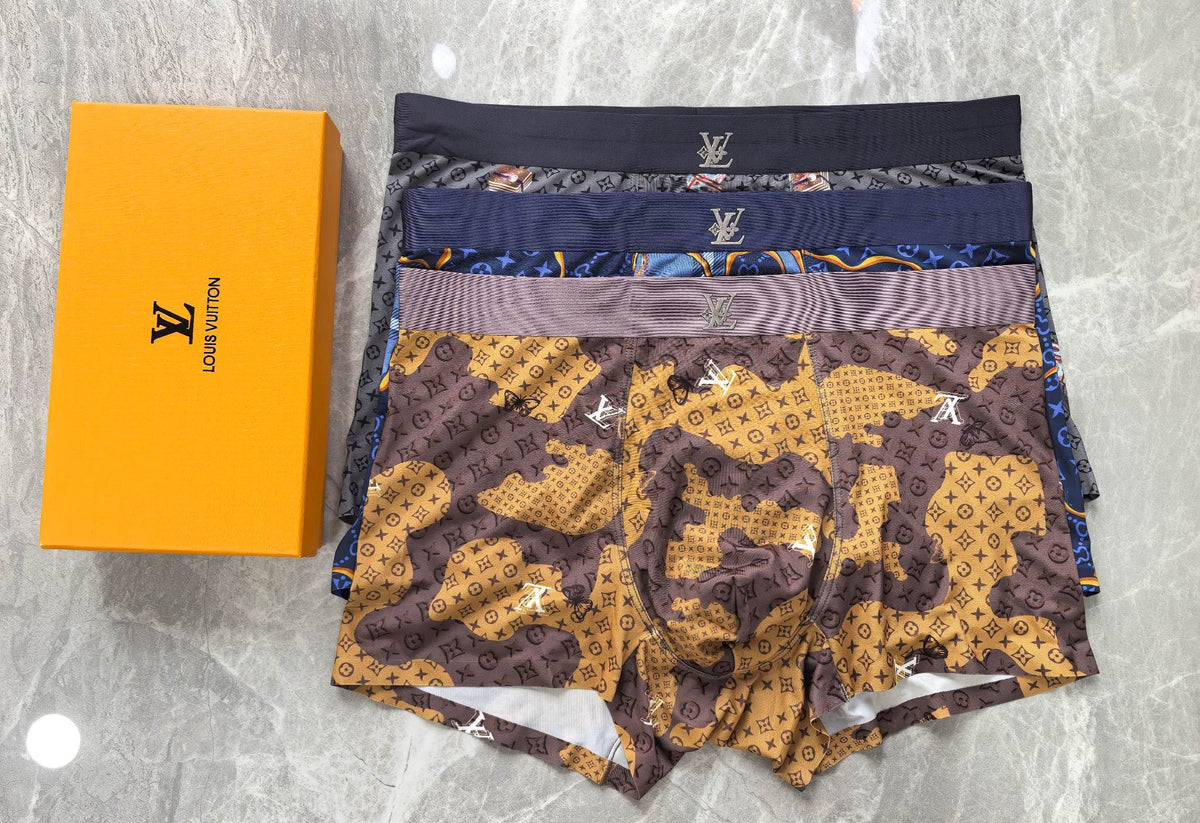 Louis Vuitton Gold-Tone Graphic Patterns Men's Boxer Briefs - 3-Piece Box