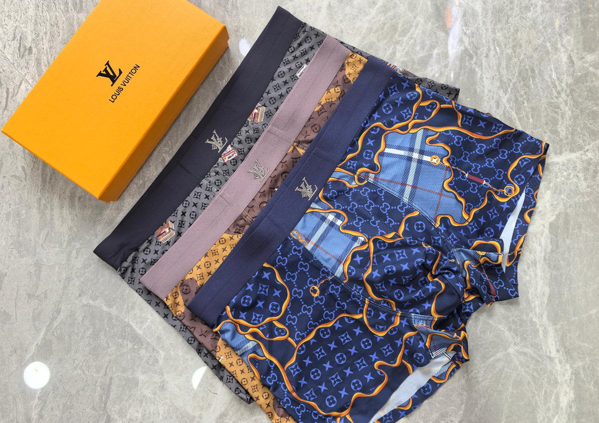 Louis Vuitton Gold-Tone Graphic Patterns Men's Boxer Briefs - 3-Piece Box