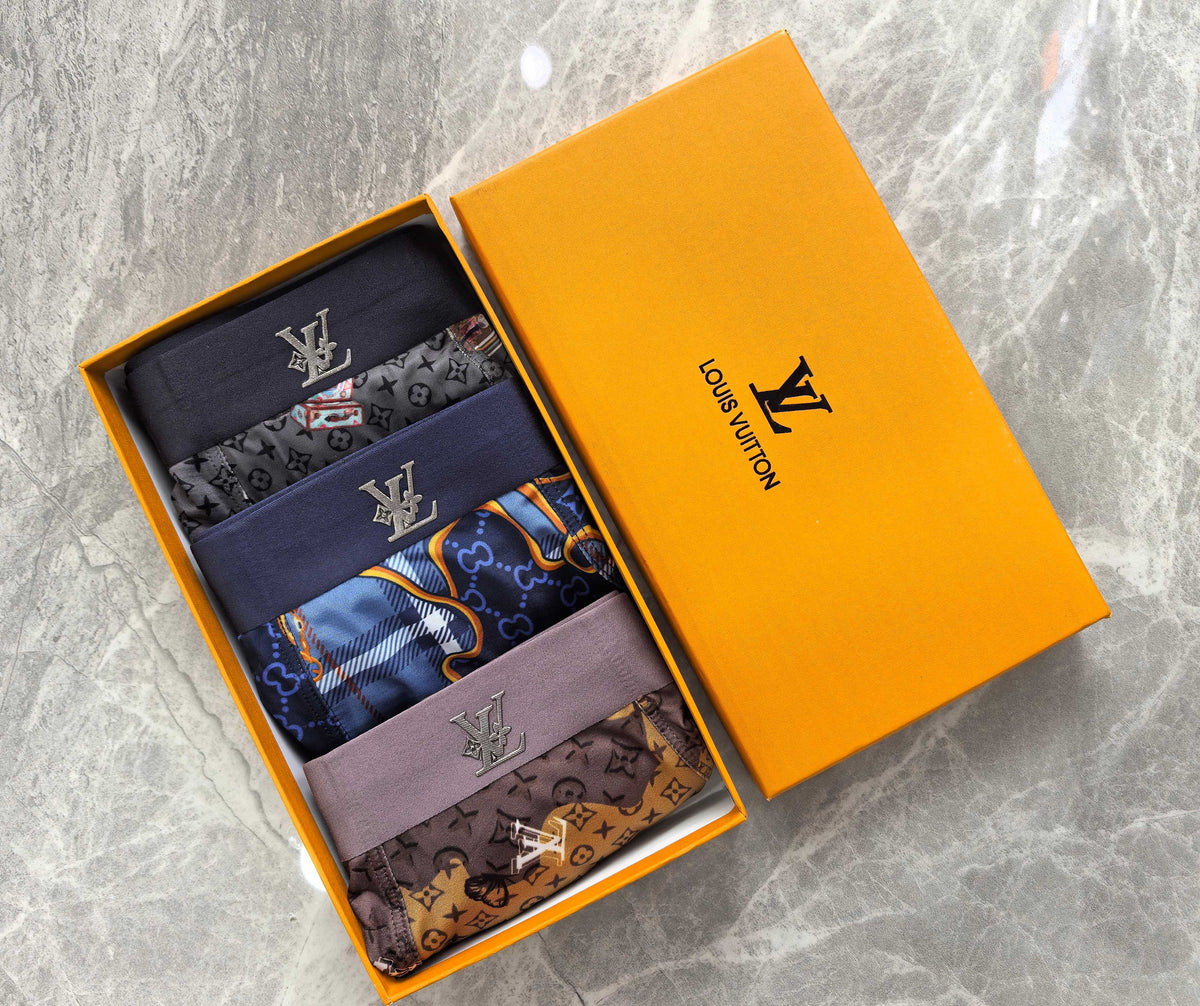Louis Vuitton Gold-Tone Graphic Patterns Men's Boxer Briefs - 3-Piece Box