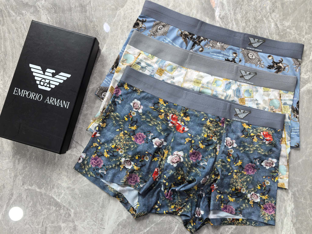 Armani Patterned Panels Men's Boxer Briefs - 3-Piece Box