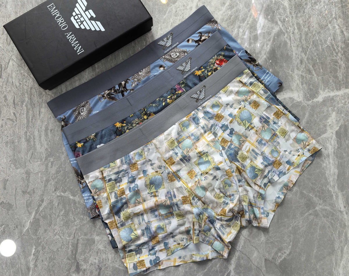 Armani Patterned Panels Men's Boxer Briefs - 3-Piece Box