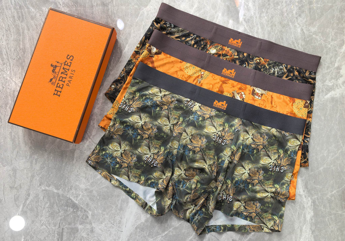 Hermes Refined Graphic Patterns Men's Boxer Briefs - 3-Piece Box