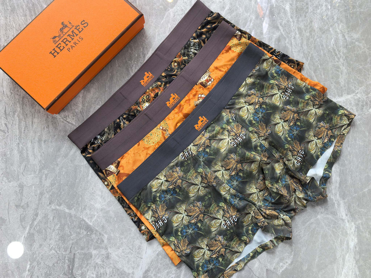 Hermes Refined Graphic Patterns Men's Boxer Briefs - 3-Piece Box