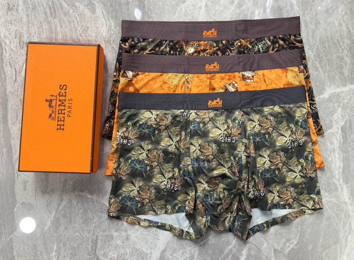 Hermes Refined Graphic Patterns Men's Boxer Briefs - 3-Piece Box