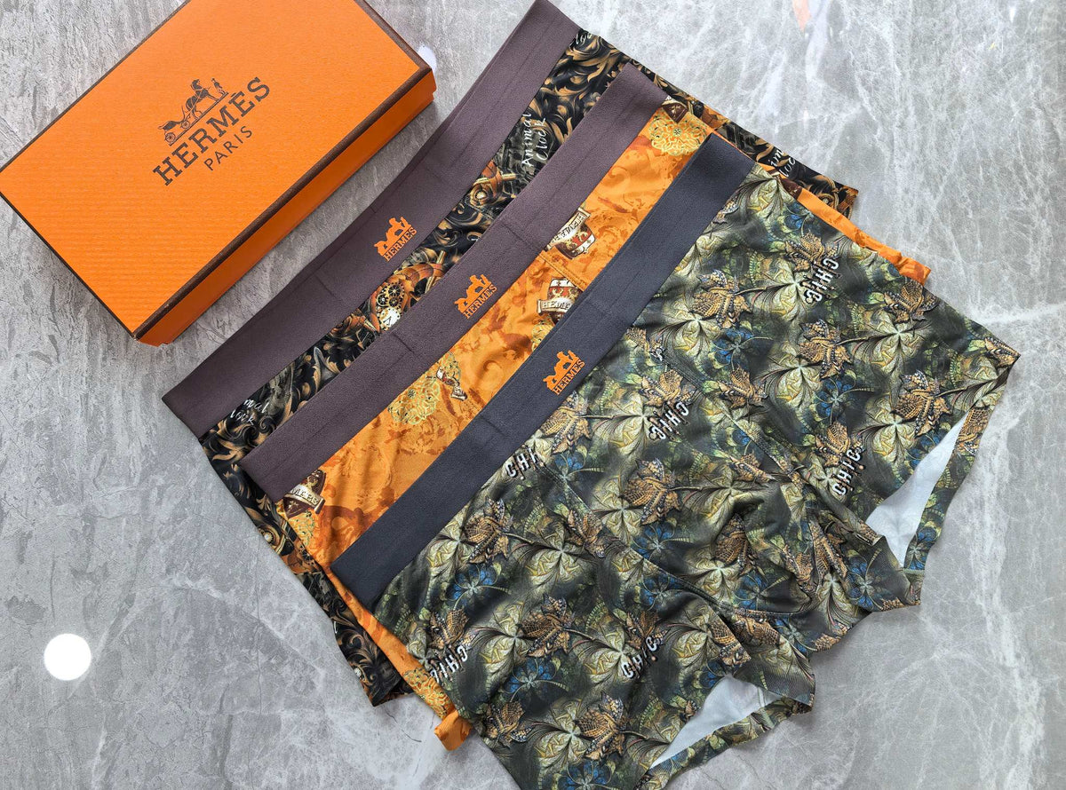 Hermes Refined Graphic Patterns Men's Boxer Briefs - 3-Piece Box
