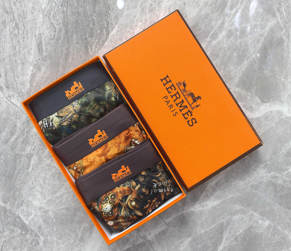 Hermes Refined Graphic Patterns Men's Boxer Briefs - 3-Piece Box