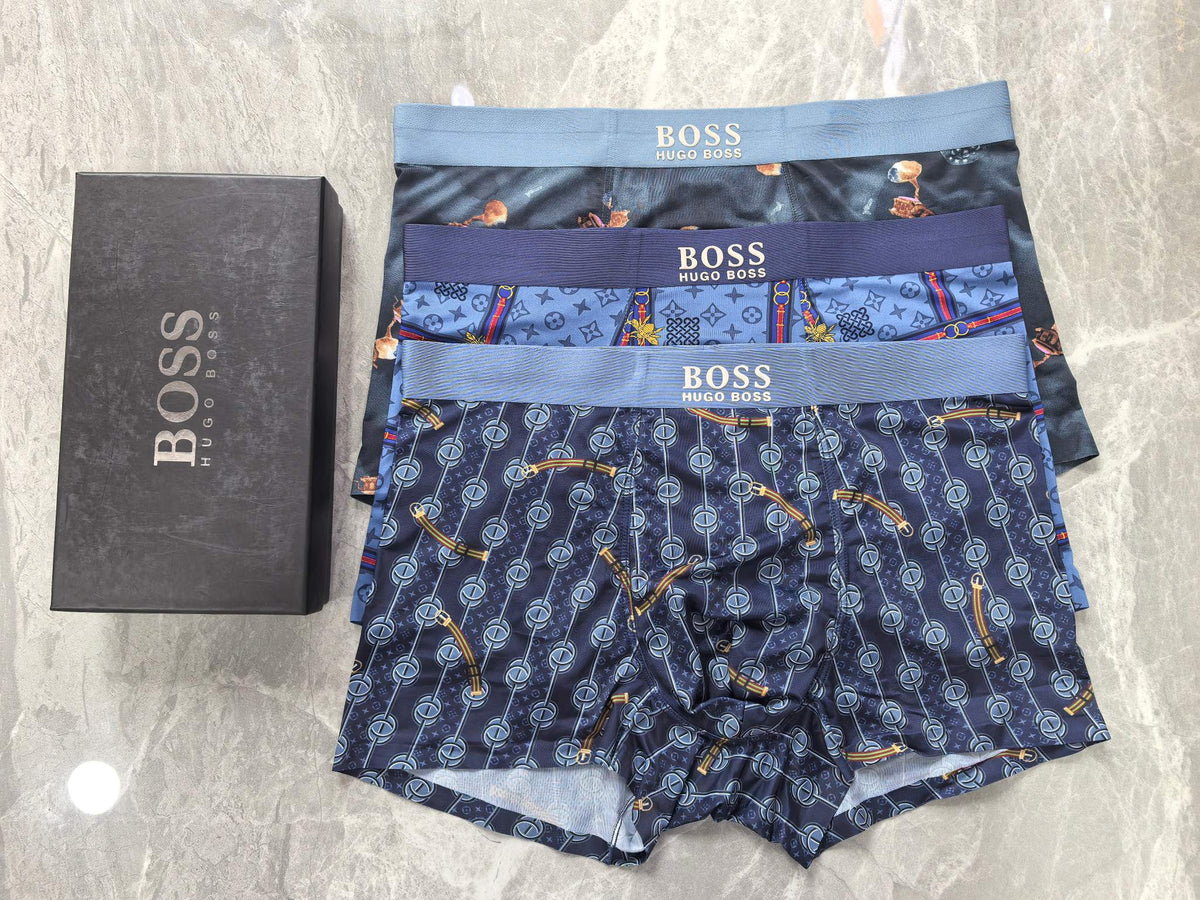 Boss Contrast Patterned Details Men's Boxer Briefs - 3-Piece Box
