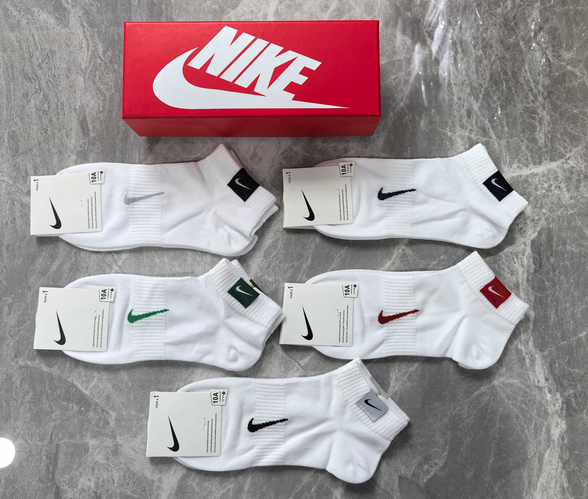 Nike Small Multicolour Swoosh Details Ankle Socks - 5-Pair Set