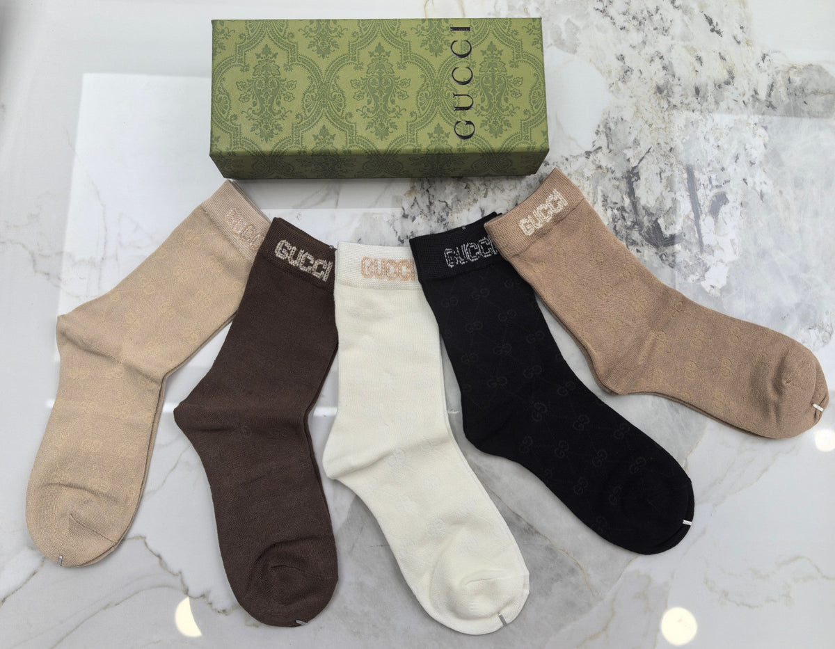 Gucci Modal Blend Crew Socks - 5-Pair Set