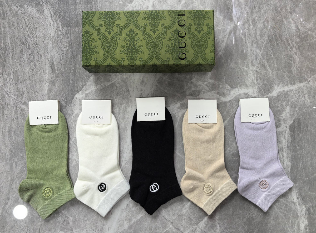 Gucci Combed Cotton No-Show Socks - 5-Pair Set
