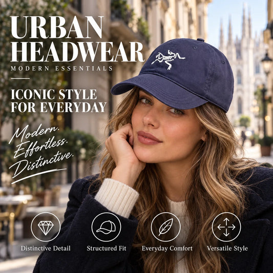 Baseball Cap worn by fashion model in a European street-style setting
