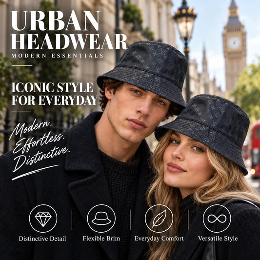 Bucket Hat worn by fashion model in a European street-style setting