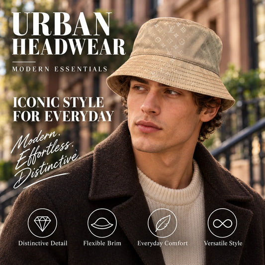 Bucket Hat worn by fashion model in a European street-style setting
