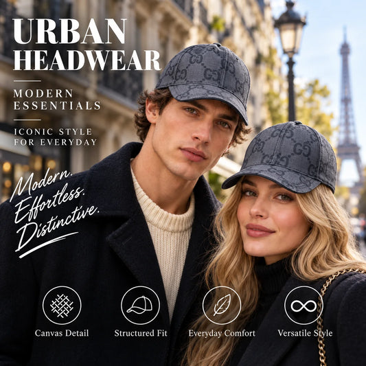 GUCCI Canvas Baseball Cap worn by fashion model in a European street-style setting