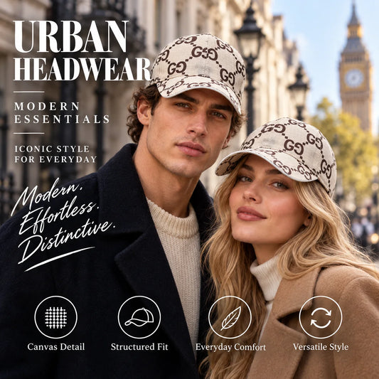 GUCCI Canvas Baseball Cap worn by fashion model in a European street-style setting