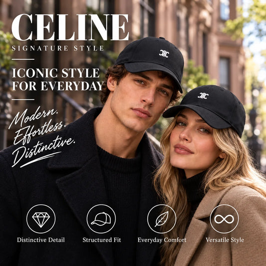 Celine Baseball Cap worn by fashion model in a European street-style setting