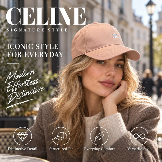 Celine Baseball Cap worn by fashion model in a European street-style setting