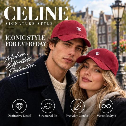 Celine Baseball Cap worn by fashion model in a European street-style setting