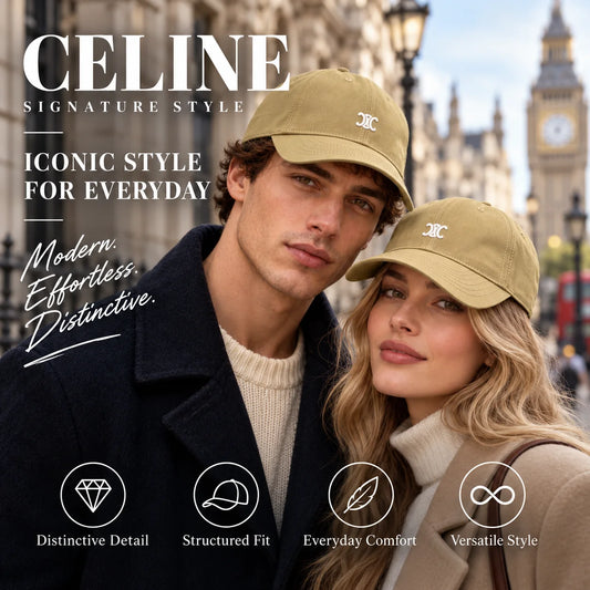 Celine Baseball Cap worn by fashion model in a European street-style setting