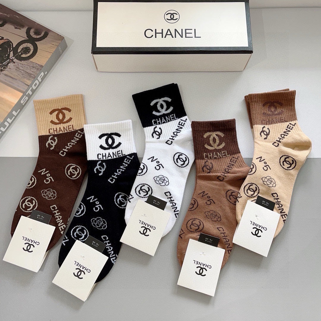 Chanel Cotton Short Socks - 5-Pair Pack