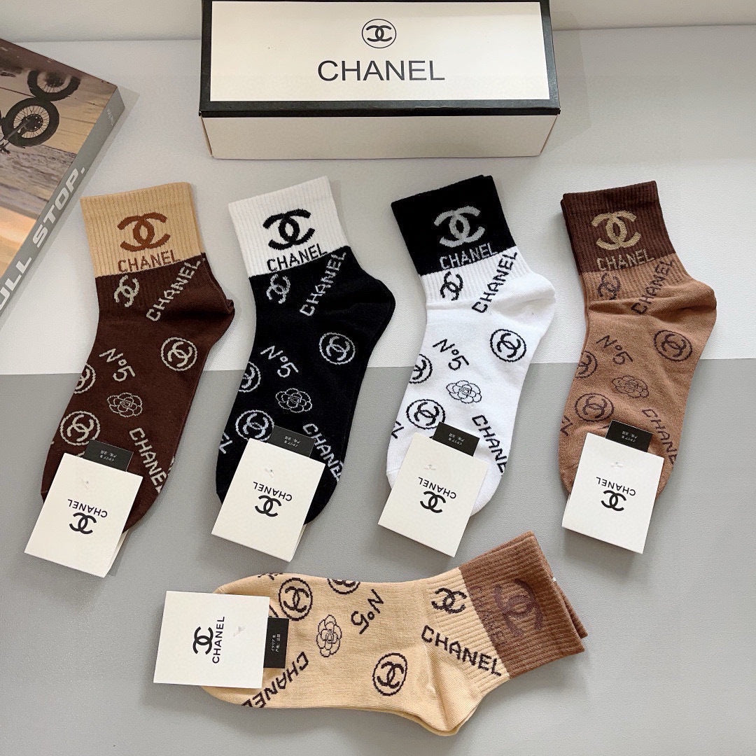 Chanel Cotton Short Socks - 5-Pair Pack