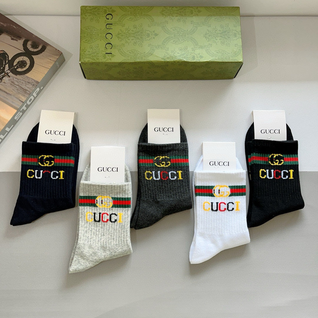 Gucci Cotton Crew Socks - 5-Pair Pack